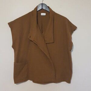 Pacific Cotton Greta vest ochre brown boxy boho minimalist 100% cotton sz S